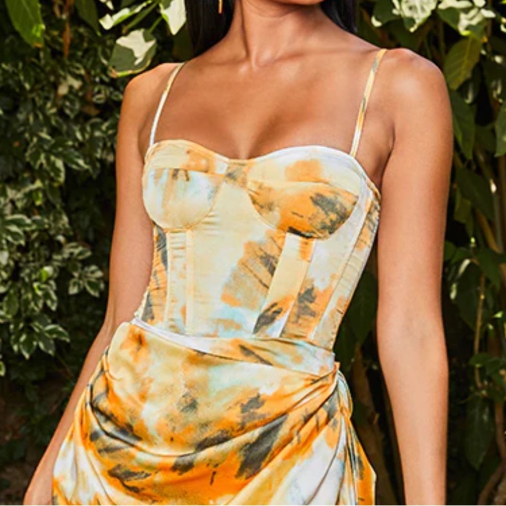 Orange Tie-Dye Structured Corset Top - Pretty Little Thing